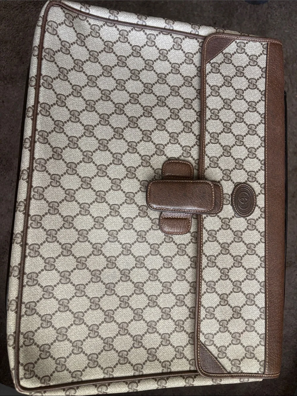 GUCCI VINTAGE Brown Patterned ATTACHE Briefcase Bag